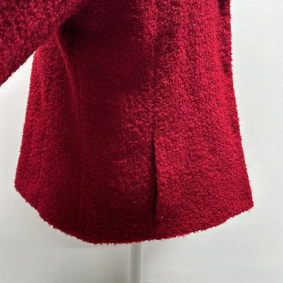 Eileen Fisher Coat Jacket Boucle Wool Blend Collared Long Sleeve Red Large - Picture 4 of 12